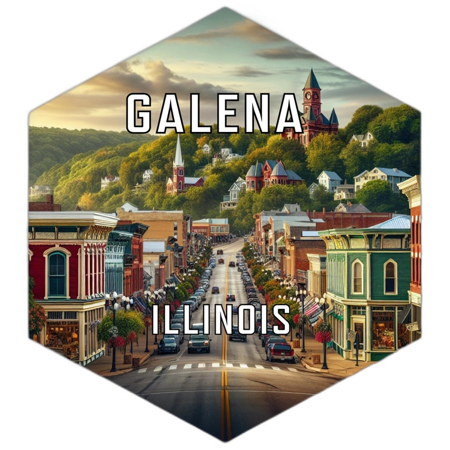 Galena Illinois Souvenir Travel Destination Die Cut Hexagon Fridge Magnet Image 1