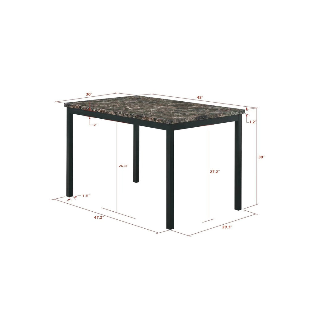 Faux Marble Top Metal Frame Dinette Table for Dining Room Kitchen Modern Design Image 2