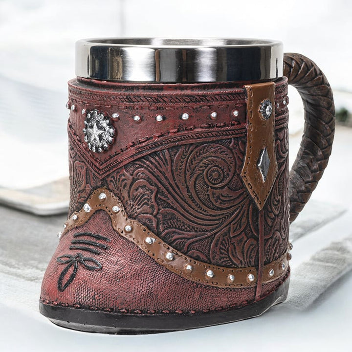 Polyresin and Stainless Steel Cowboy Boot Mug, , , Cowboy Boot Lover Gift Image 1