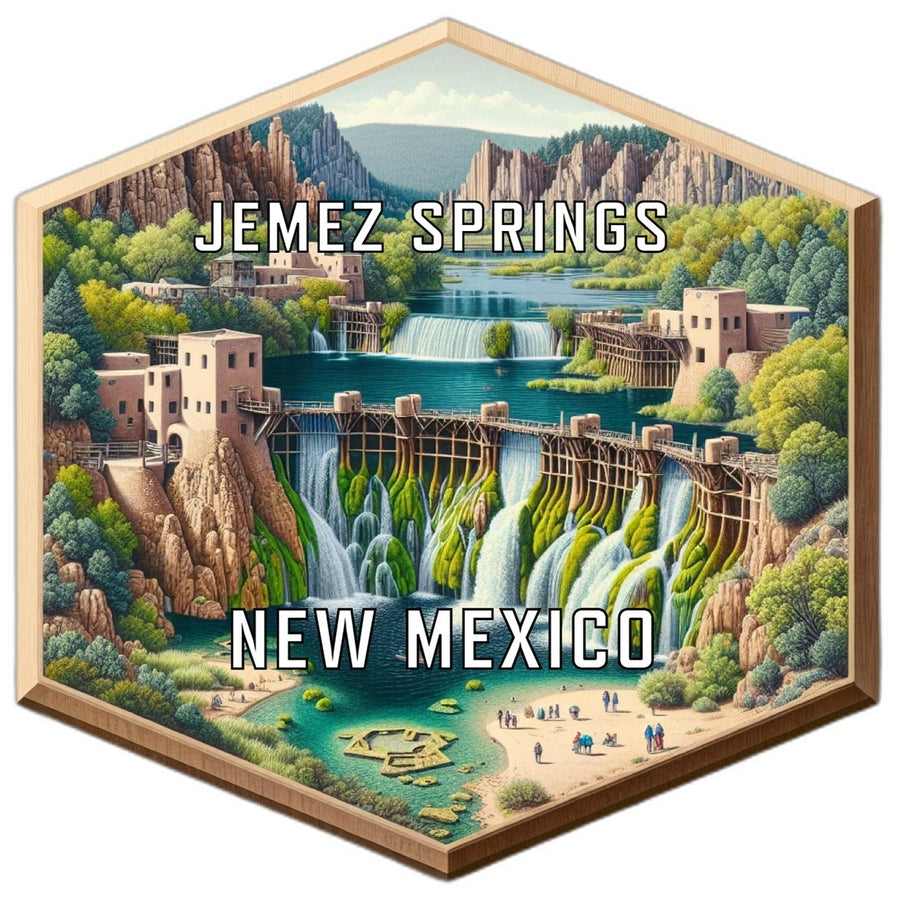 Jemez Springs Mexico Souvenir Travel Destination Die Cut Hexagon Fridge Magnet Image 1