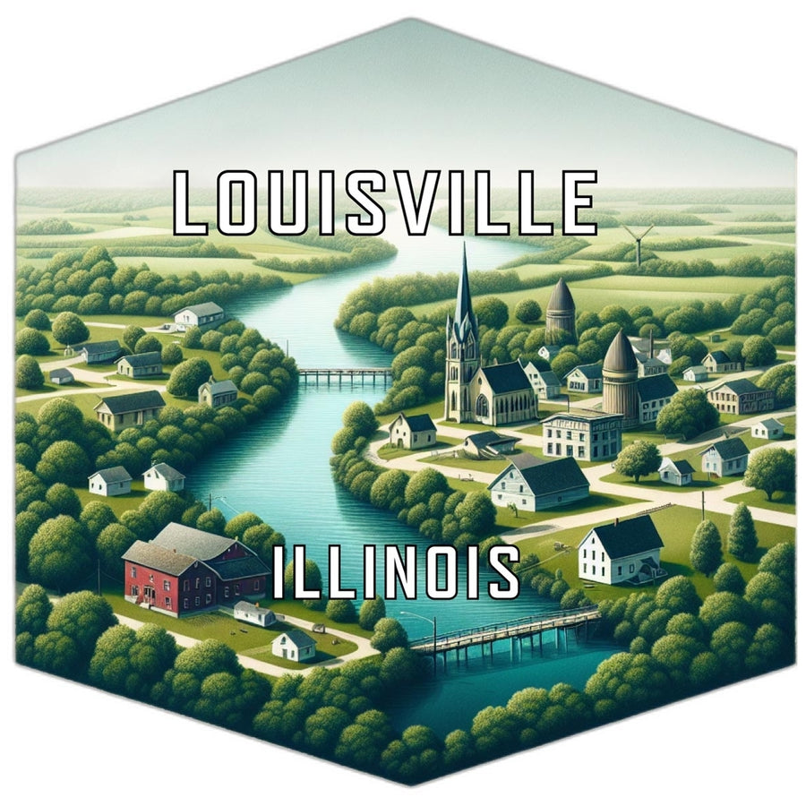 Louisville Illinois Souvenir Travel Destination Die Cut Hexagon Fridge Magnet Image 1