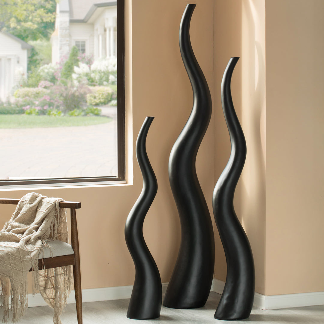 Tall Ceramic Black Animal Horn Floor Vase Elegant for Entryway Dining Living Room Decor Statement Piece with Distinctive Image 7