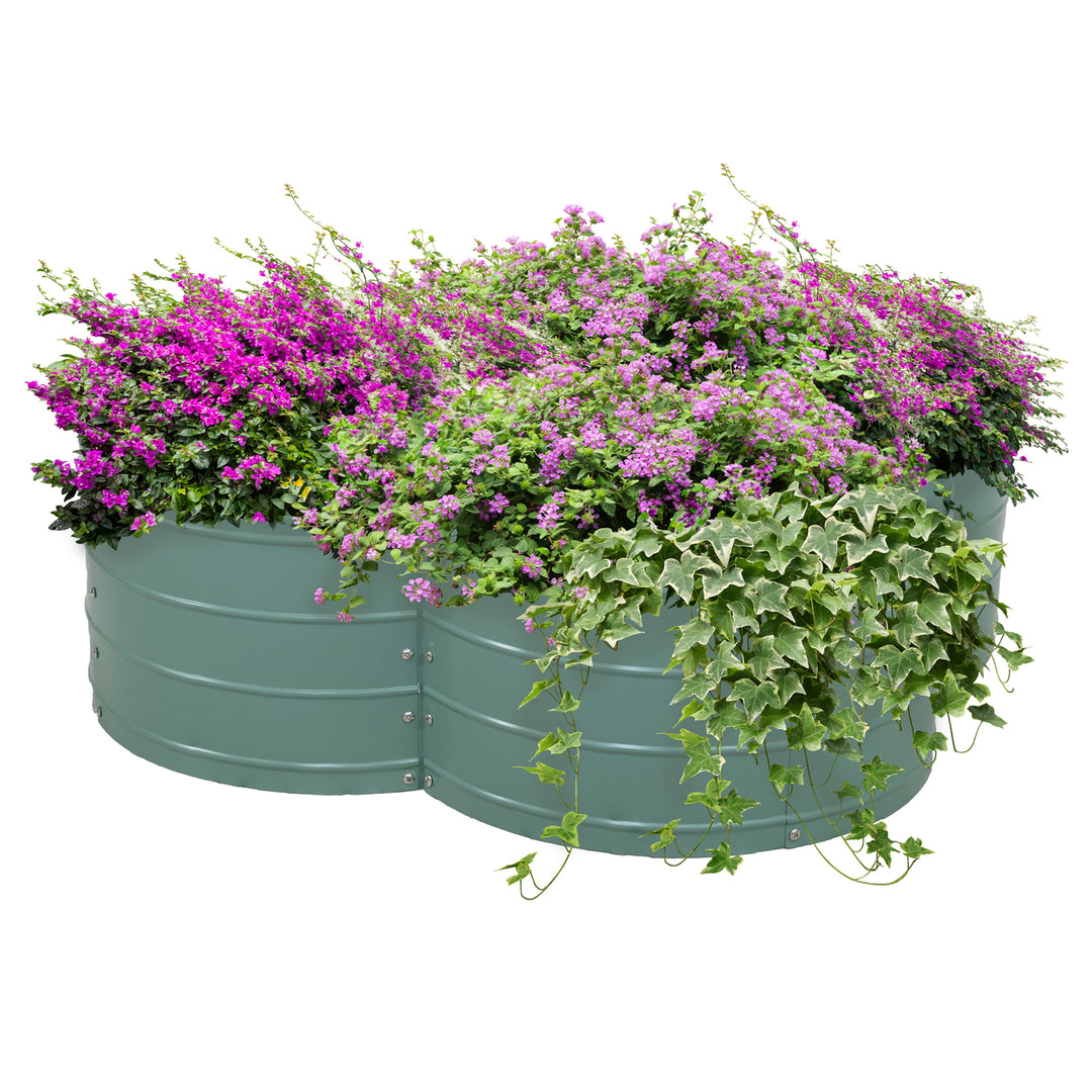 Sunnydaze 4-Leaf Clover-Shaped Galvanized Steel Raised Planter Bed - Green Image 4