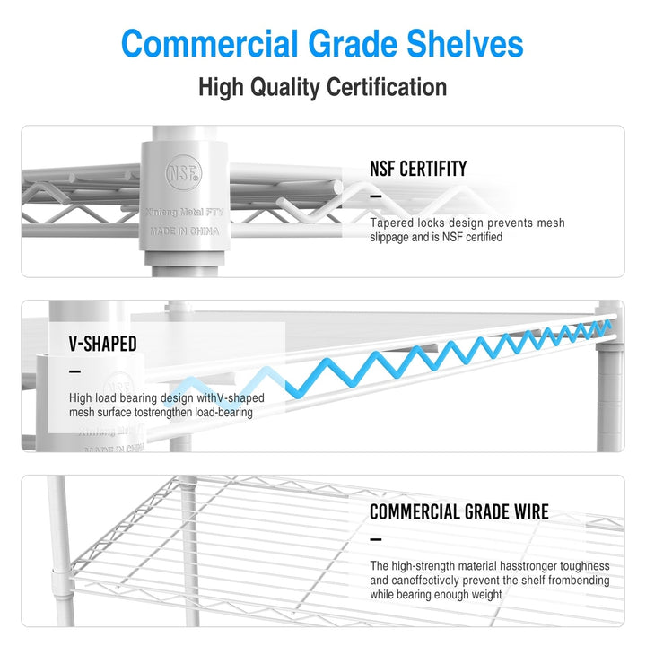5 Tier Wire Shelving Unit 72 Inch Heavy Duty Storage Rack Adjustable Organizer for Kitchen Garage Home Office Image 12