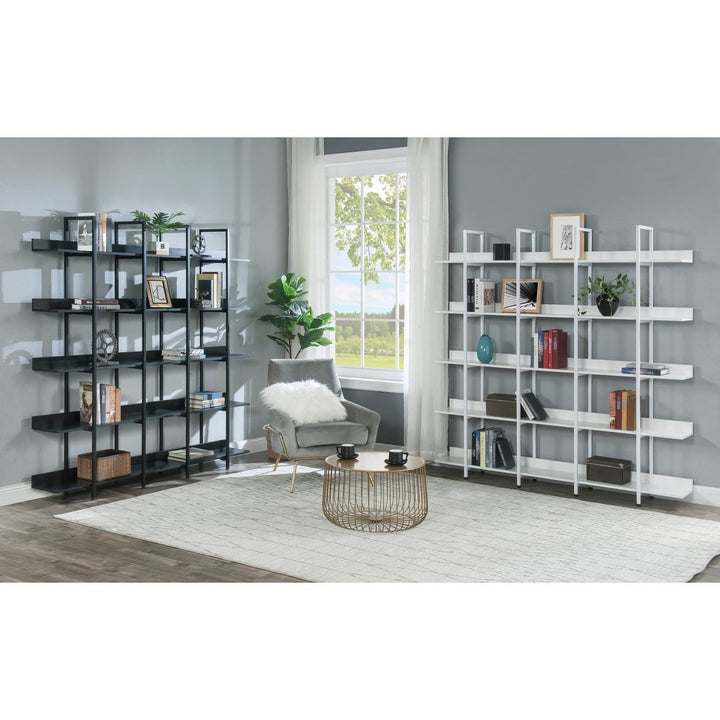 5 Tier Open Bookshelf Vintage Industrial Style Metal Frame MDF Board Home Office Storage Shelf Image 5