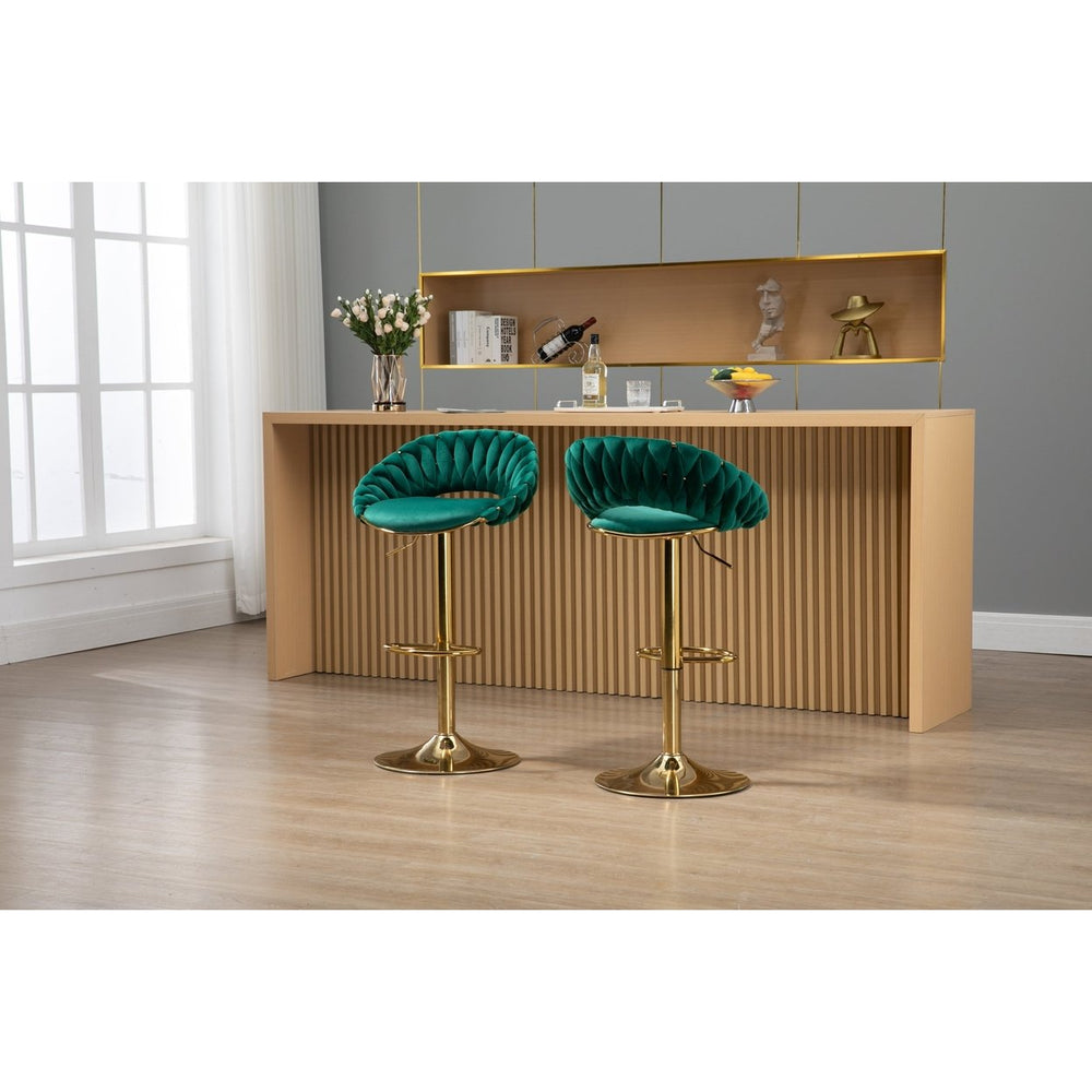 Adjustable Counter Height Swivel Bar Stools Set of 2 with Footrest for Kitchen Dining Room Image 2