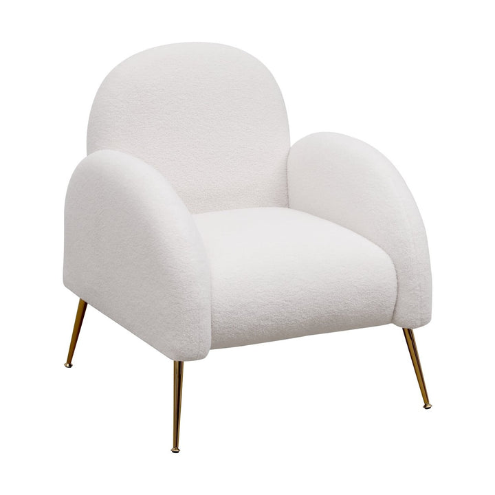 Accent Upholstered White Sherpa Armchair with Golden Legs for Living Room Bedroom Office Image 8