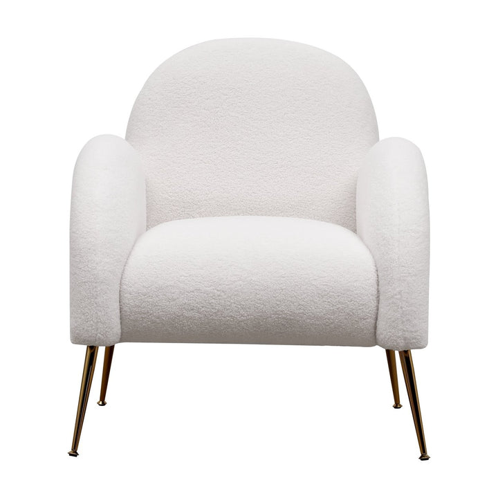 Accent Upholstered White Sherpa Armchair with Golden Legs for Living Room Bedroom Office Image 9