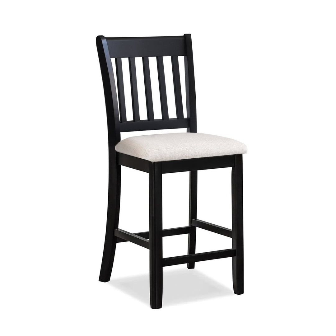 Casual Black Finish Rubberwood Dining Chairs Set of 2 Slatted Back Transitional Counter Seating Image 9