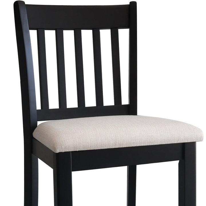 Casual Black Finish Rubberwood Dining Chairs Set of 2 Slatted Back Transitional Counter Seating Image 10