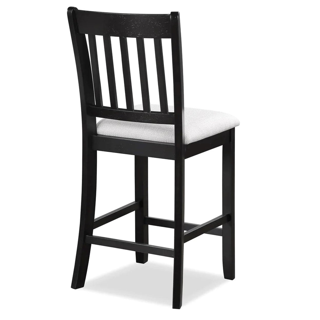 Casual Black Finish Rubberwood Dining Chairs Set of 2 Slatted Back Transitional Counter Seating Image 11