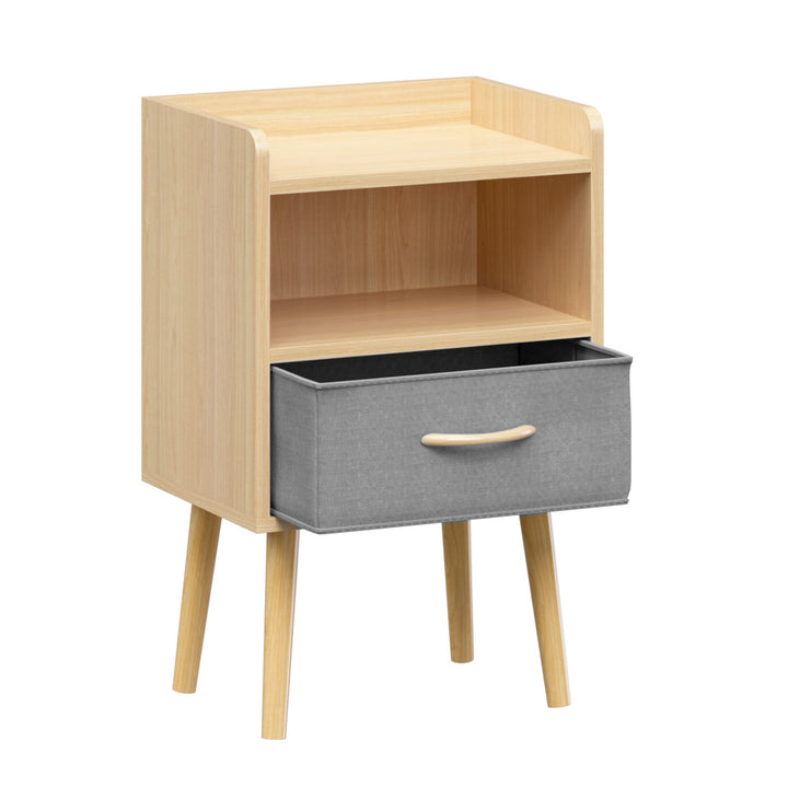 Collapsible Fabric Drawer Nightstand 2-Tier Storage End Table Wood Side Table with Storage Cabinet for Kids and Adults Image 12