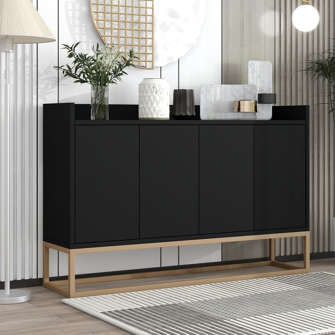 Elegant Modern Sideboard Buffet Cabinet with Ample Storage for Dining Room Entryway Black Image 1