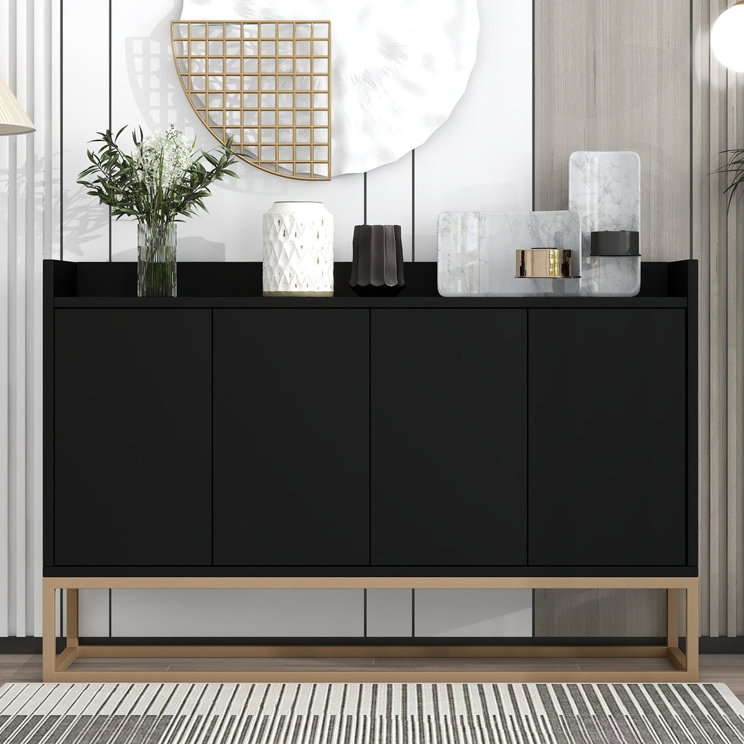 Elegant Modern Sideboard Buffet Cabinet with Ample Storage for Dining Room Entryway Black Image 2