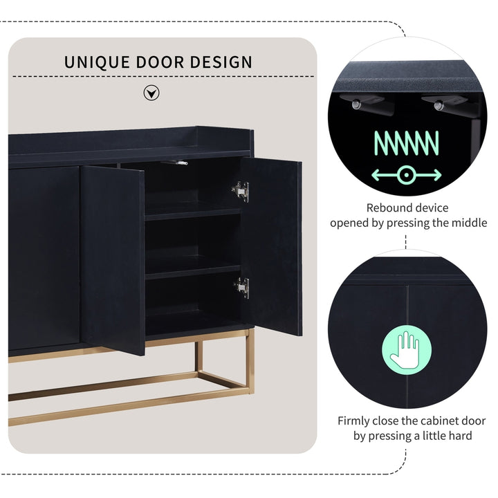 Elegant Modern Sideboard Buffet Cabinet with Ample Storage for Dining Room Entryway Black Image 6