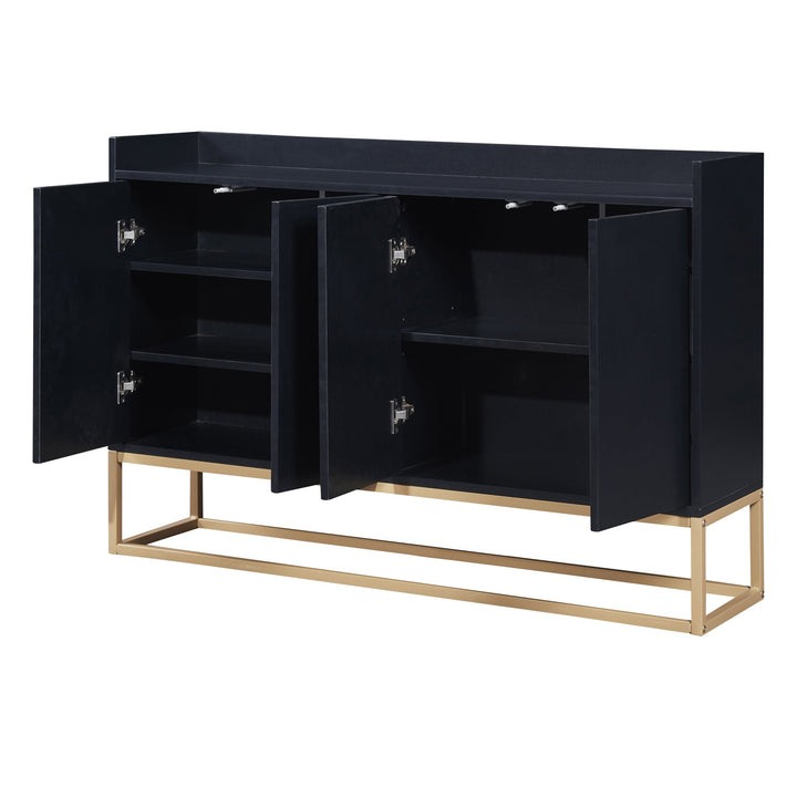 Elegant Modern Sideboard Buffet Cabinet with Ample Storage for Dining Room Entryway Black Image 10