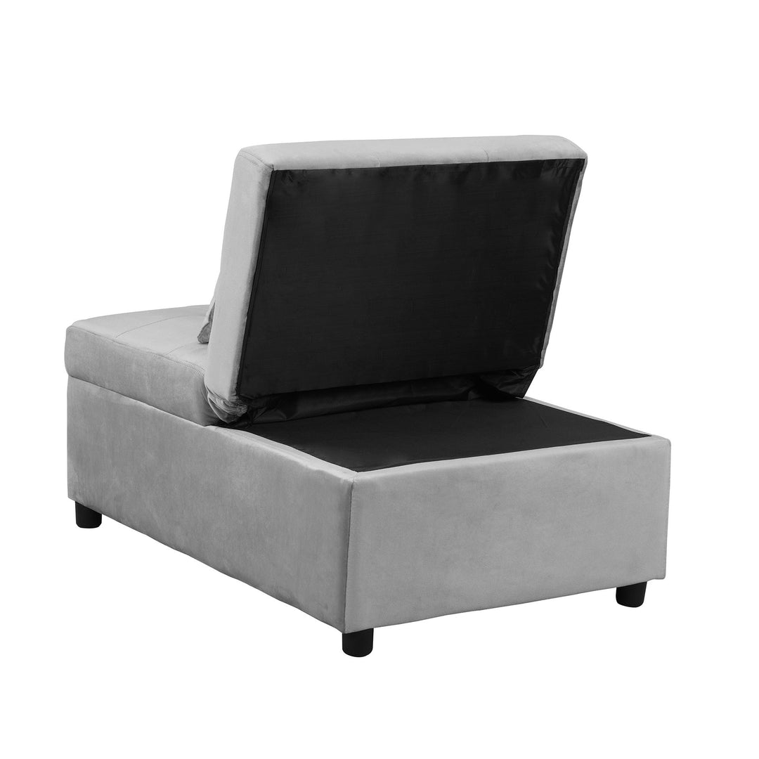 Folding Ottoman Sofa Bed Gray Versatile Space Saving Furniture for Living Room Guest Bed Image 8