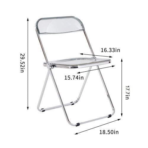 Gray Clear Transparent Folding Chair PC Plastic Living Room Seat Compact Space-Saving Design Image 2