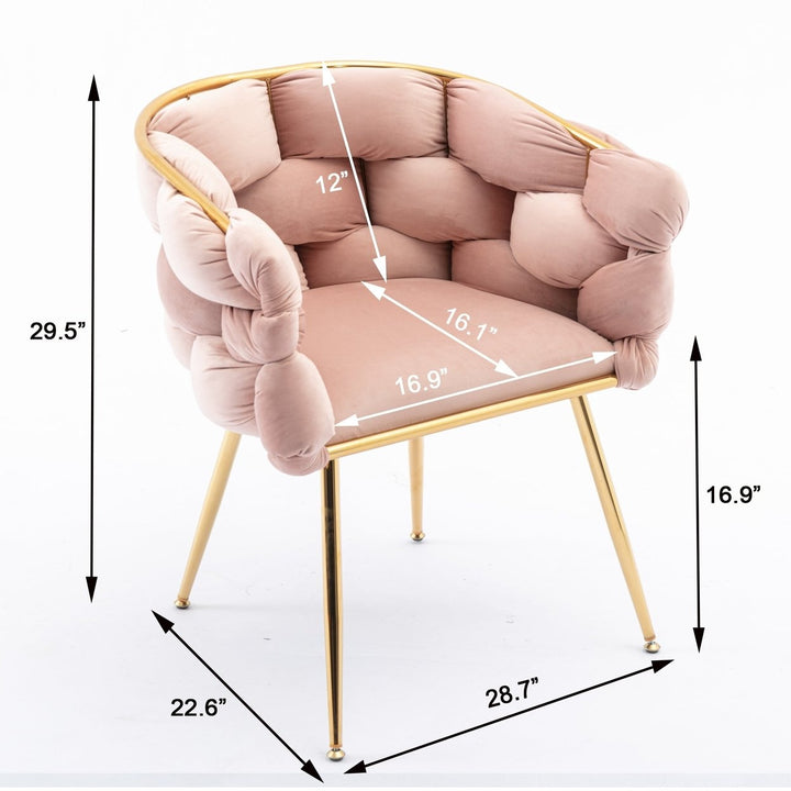 Luxury Velvet Single Sofa Chair Set of 2 Modern Simple Leisure Pink for Bedroom Dresser Stool Manicure Table Back Chair Image 11