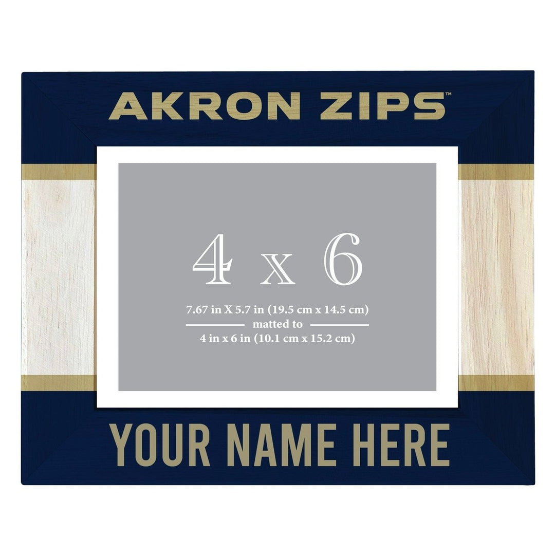 Akron Zips Customizable Wooden Photo Frame Matted 4"x 6" Officially Licensed Collegiate Product Image 1