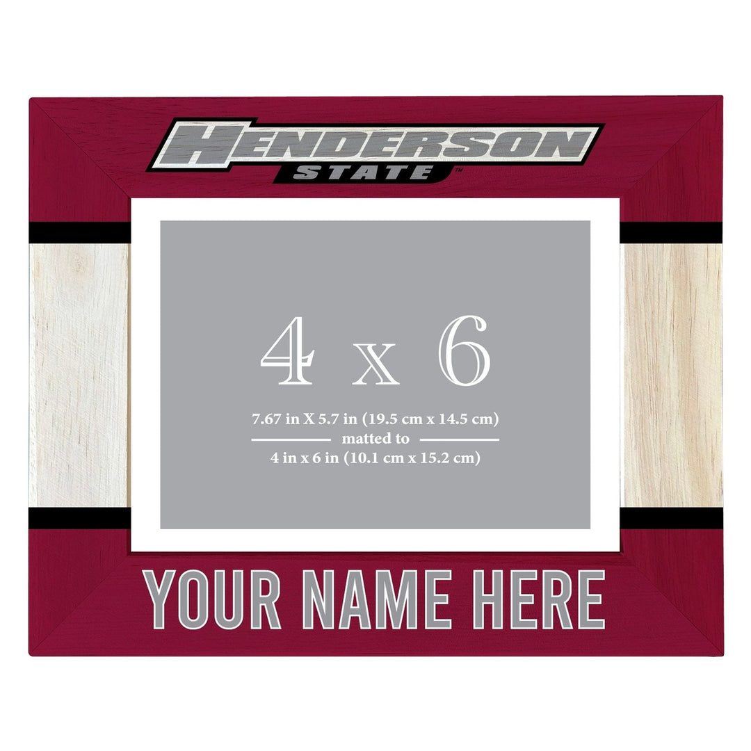 Henderson State Reddies Customizable Wooden Photo Frame Matted 4"x 6" Officially Licensed Collegiate Product Image 2