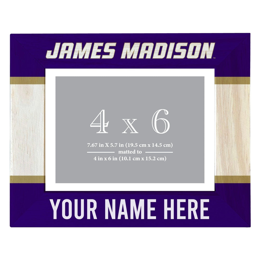 James Madison Dukes Customizable Wooden Photo Frame Matted 4"x 6" Officially Licensed Collegiate Product Image 1