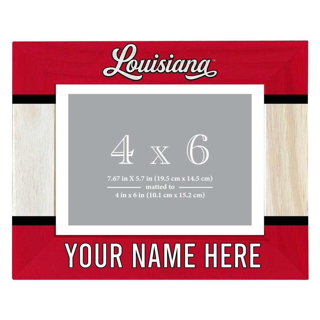 Louisiana at Lafayette Customizable Wooden Photo Frame Matted 4"x 6" Officially Licensed Collegiate Product Image 1