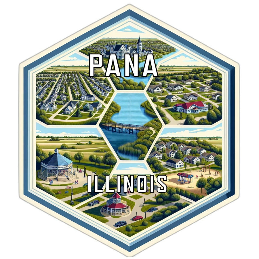 Pana Illinois Souvenir Travel Destination Die Cut Hexagon Fridge Magnet Image 1