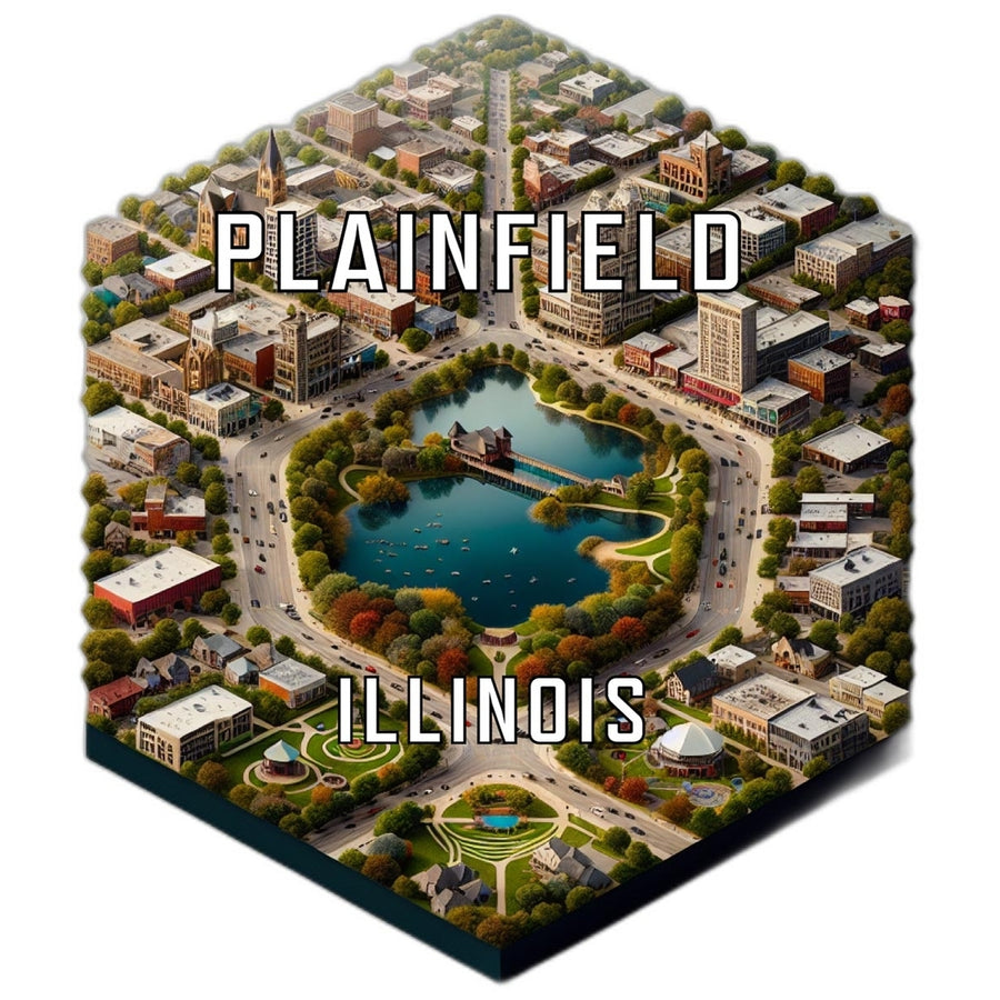 Plainfield Illinois Souvenir Travel Destination Die Cut Hexagon Fridge Magnet Image 1