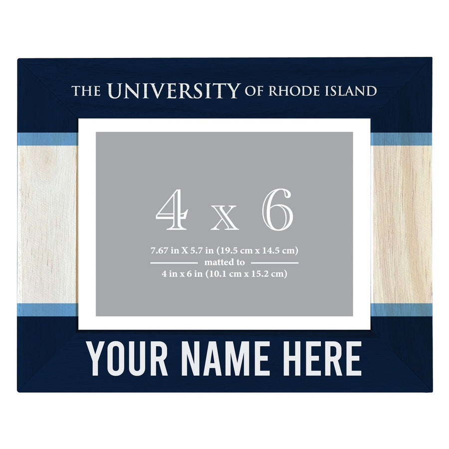 Rhode Island University Customizable Wooden Photo Frame Matted 4"x 6" Officially Licensed Collegiate Product Image 1