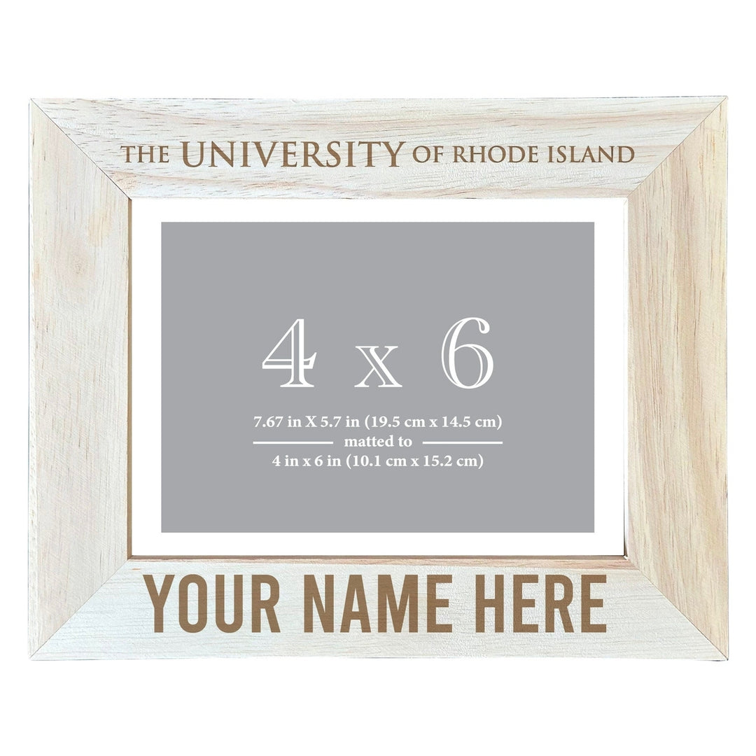 Rhode Island University Customizable Wooden Photo Frame Matted 4"x 6" Officially Licensed Collegiate Product Image 2