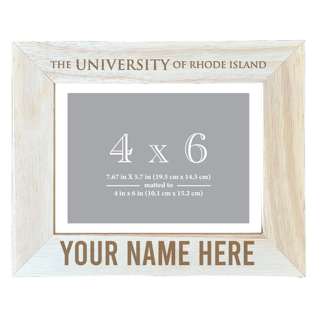 Rhode Island University Customizable Wooden Photo Frame Matted 4"x 6" Officially Licensed Collegiate Product Image 1