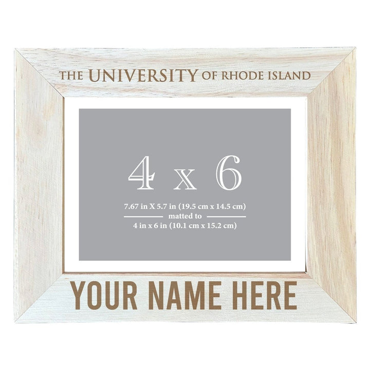 Rhode Island University Customizable Wooden Photo Frame Matted 4"x 6" Officially Licensed Collegiate Product Image 1