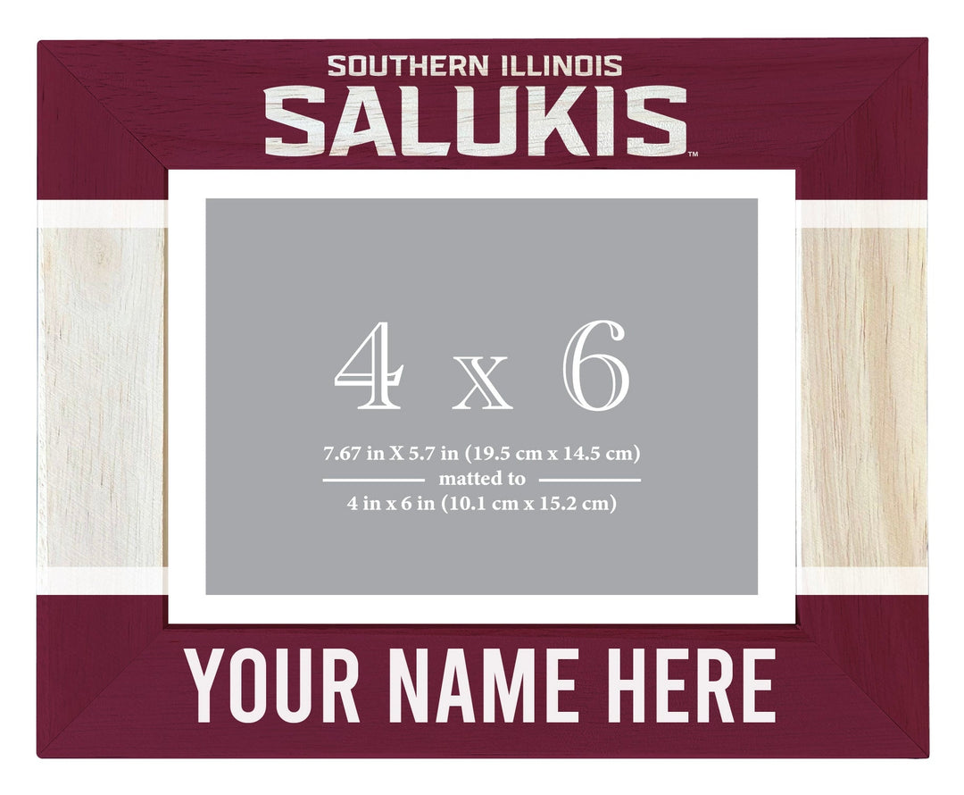 Southern Illinois Salukis Customizable Wooden Photo Frame Matted 4"x 6" Officially Licensed Collegiate Product Image 1