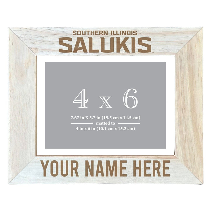 Southern Illinois Salukis Customizable Wooden Photo Frame Matted 4"x 6" Officially Licensed Collegiate Product Image 1