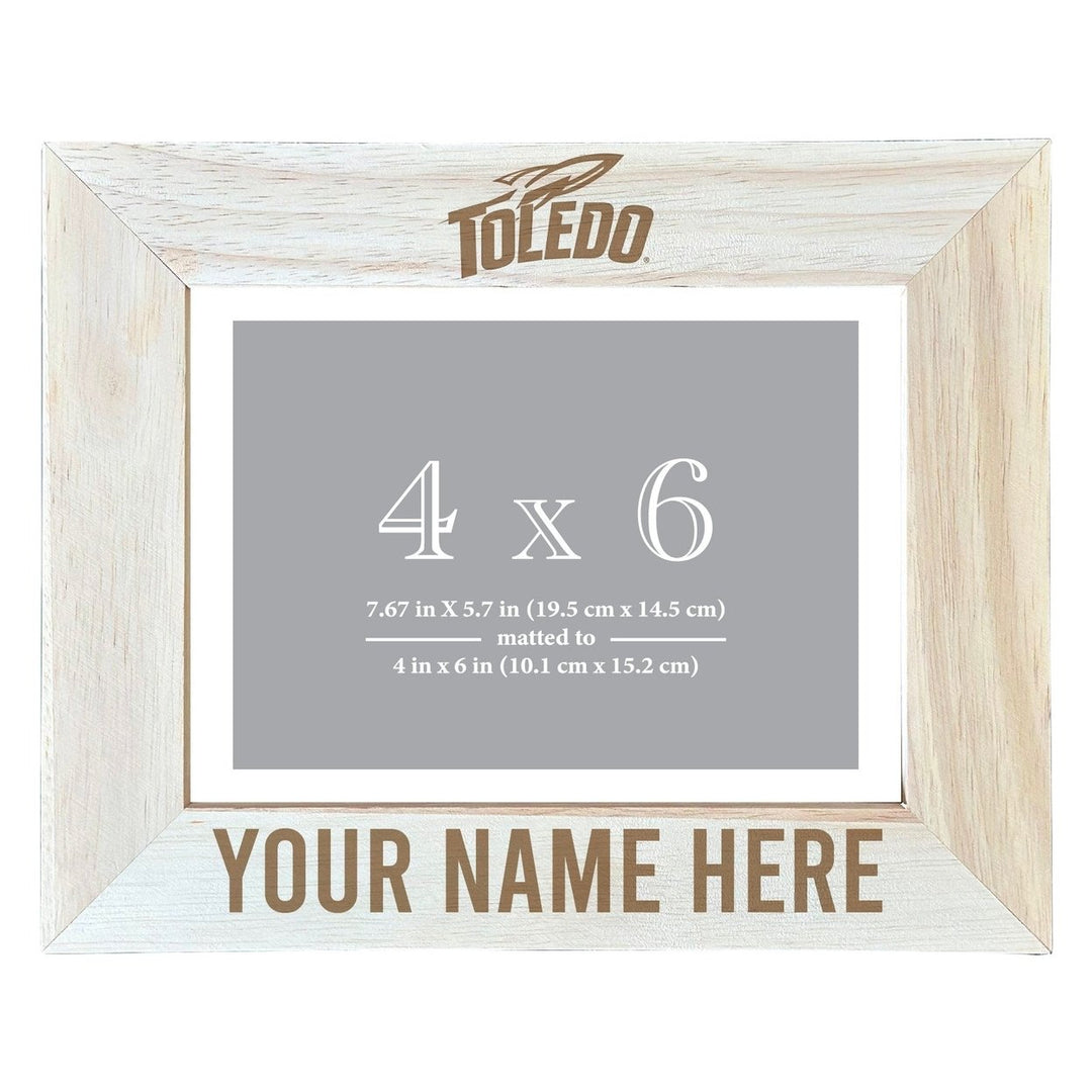 Toledo Rockets Customizable Wooden Photo Frame Matted 4"x 6" Officially Licensed Collegiate Product Image 1