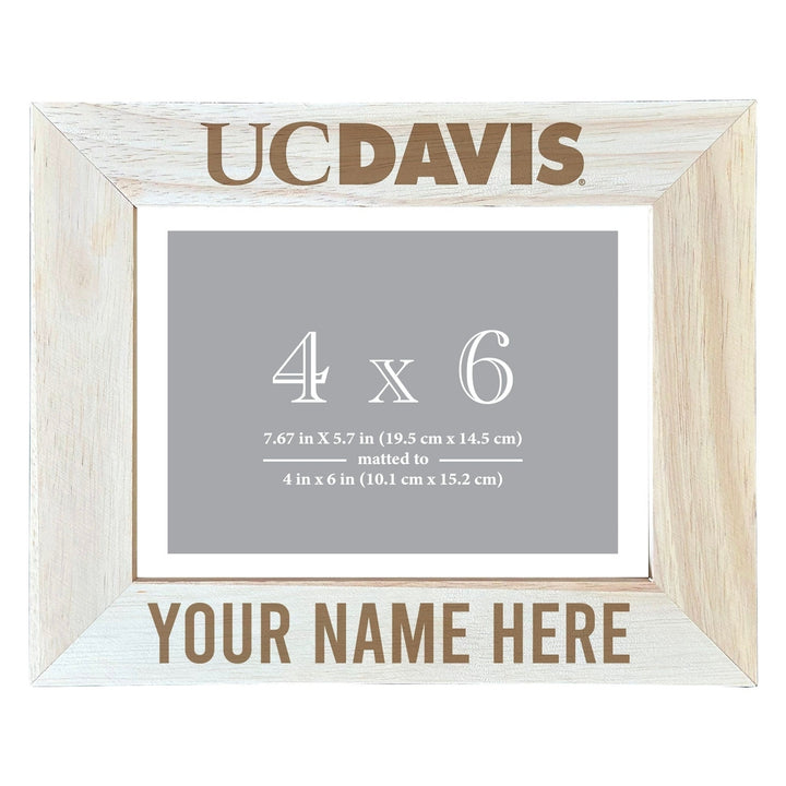 UC Davis Aggies Customizable Wooden Photo Frame Matted 4"x 6" Officially Licensed Collegiate Product Image 1