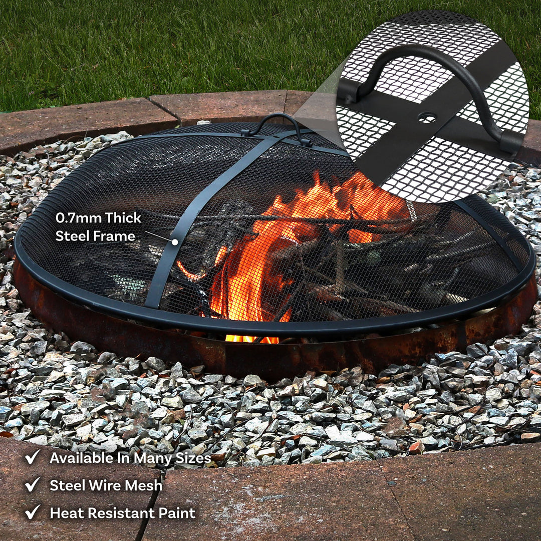 Sunnydaze 40 in Steel Round Fire Pit Spark Screen Image 2