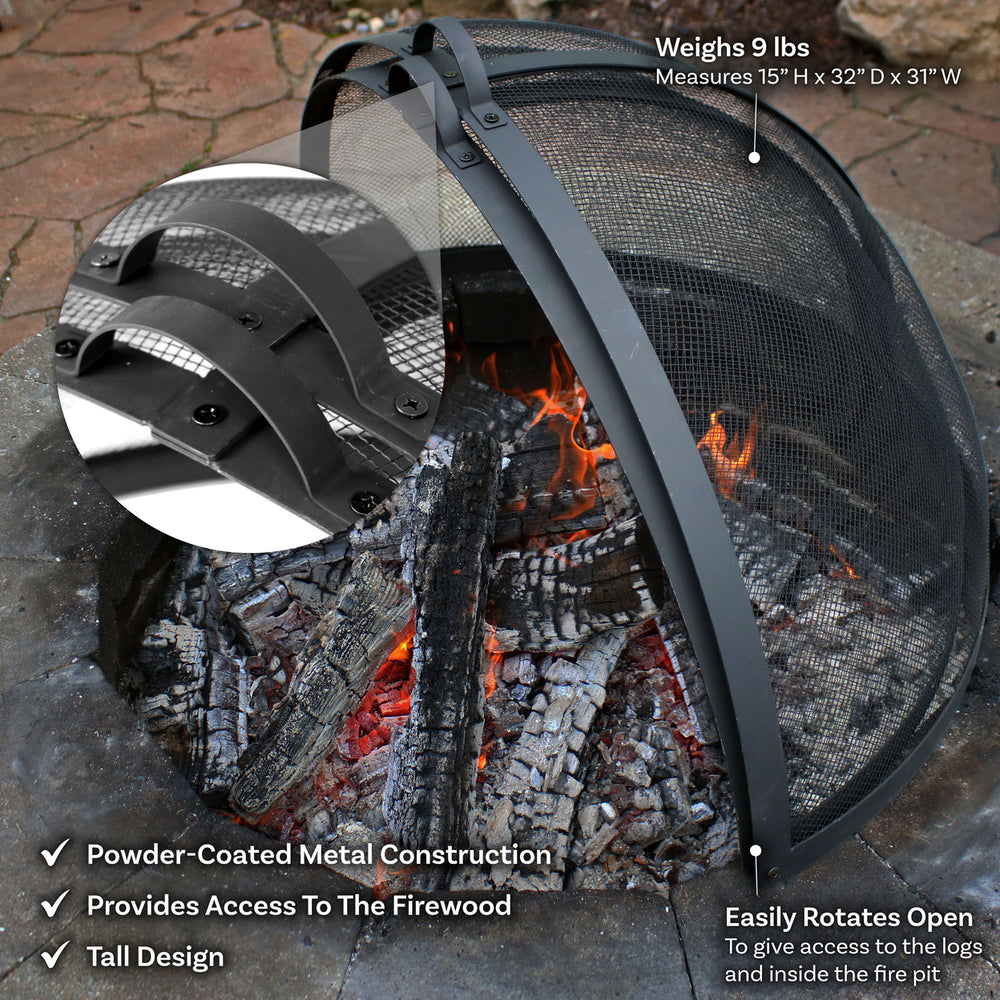 Sunnydaze 32 in Easy Access Steel Fire Pit Spark Screen Image 2