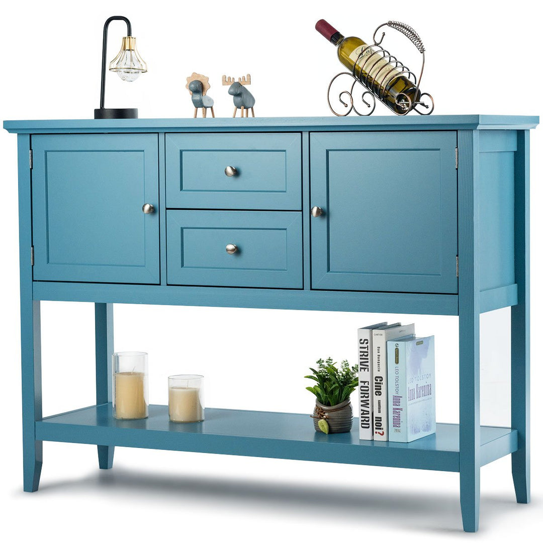 Costway Sideboard Buffet Table Wooden Console Table w/ Drawers and Storage Cabinets Blue/Brown/Gray/Beige Image 6