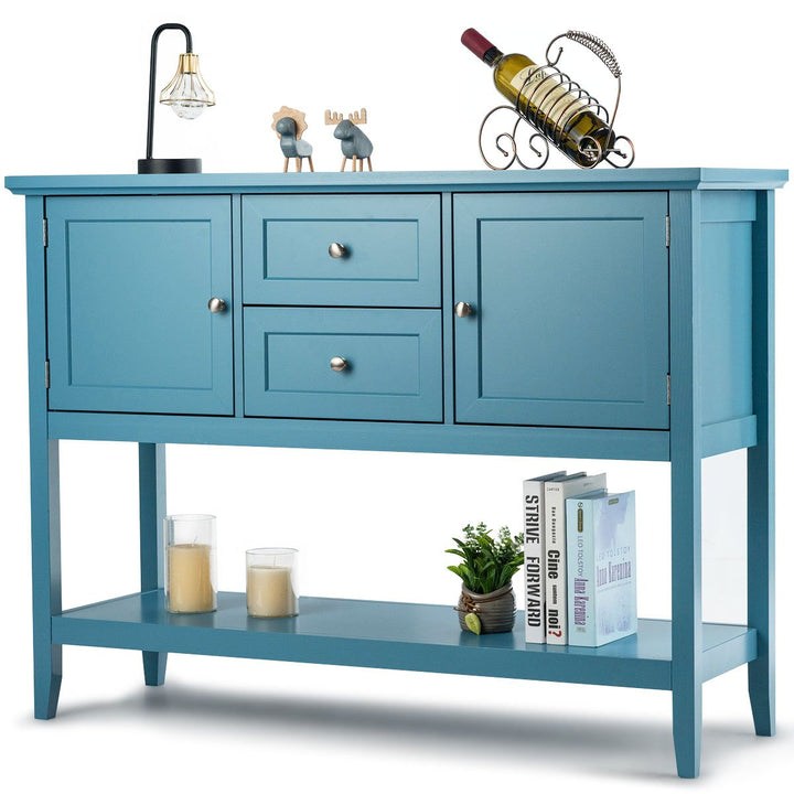 Costway Sideboard Buffet Table Wooden Console Table w/ Drawers and Storage Cabinets Blue/Brown/Gray/Beige Image 1