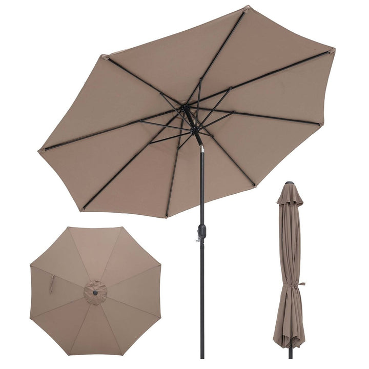 10FT Patio Umbrella 6 Ribs Market Steel Tilt W/ Crank Outdoor Garden Tan Image 1