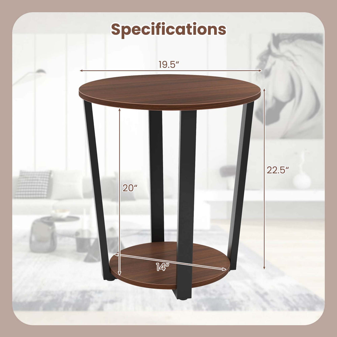 Industrial End Table Metal Frame w/ Storage Shelf Image 3