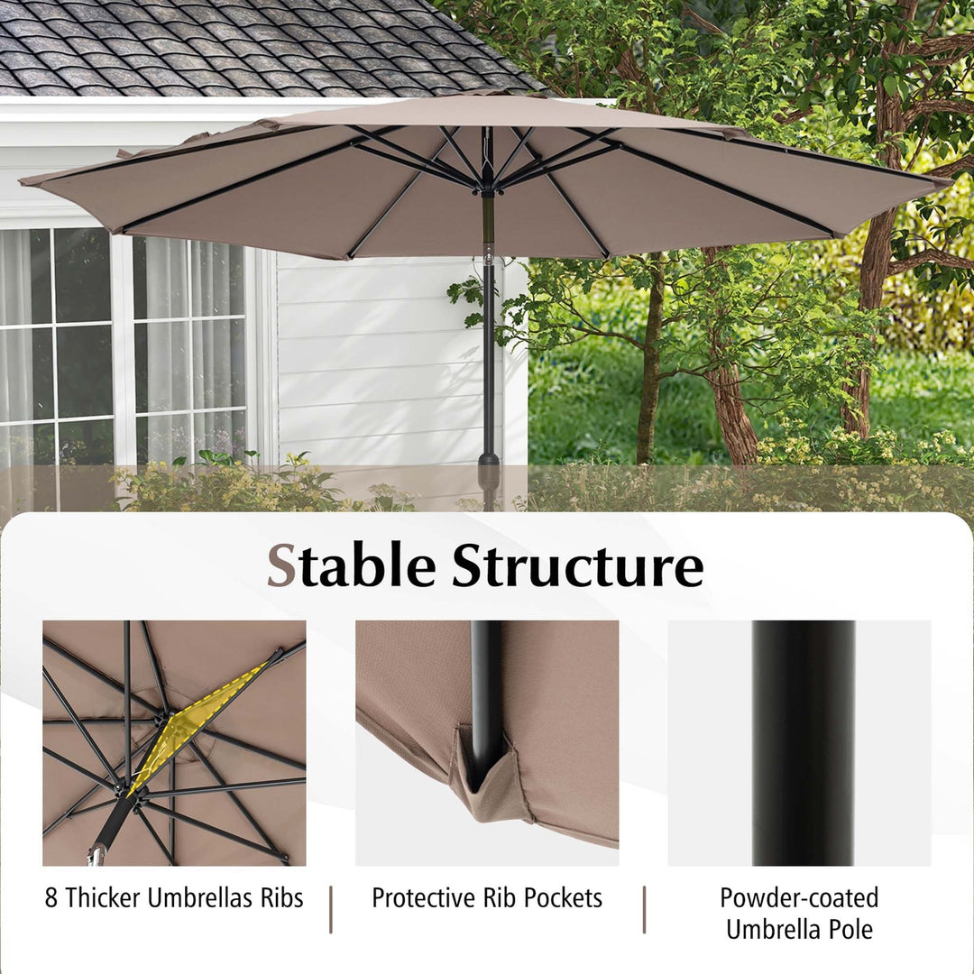 10FT Patio Umbrella 6 Ribs Market Steel Tilt W/ Crank Outdoor Garden Tan Image 9