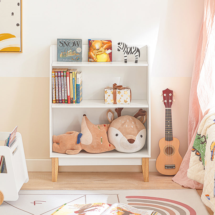 Haotian KMB47-W, 3 Tiers Children Kids Bookcase Book Shelf Toy Shelf Storage Image 1