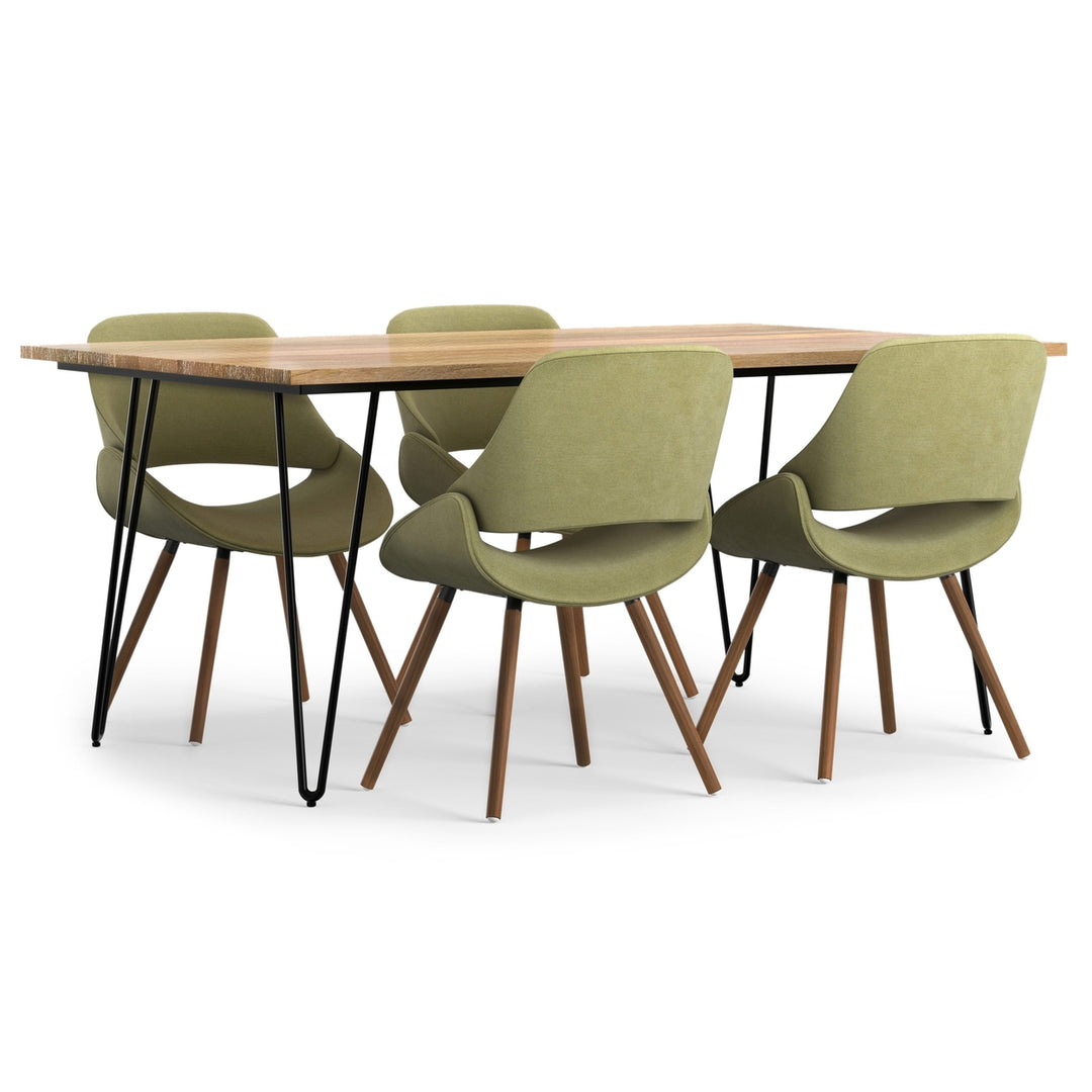 Malden Hunter Rectangular 5 Piece Dining Set Solid Mango Wood Metal Chairs Image 5