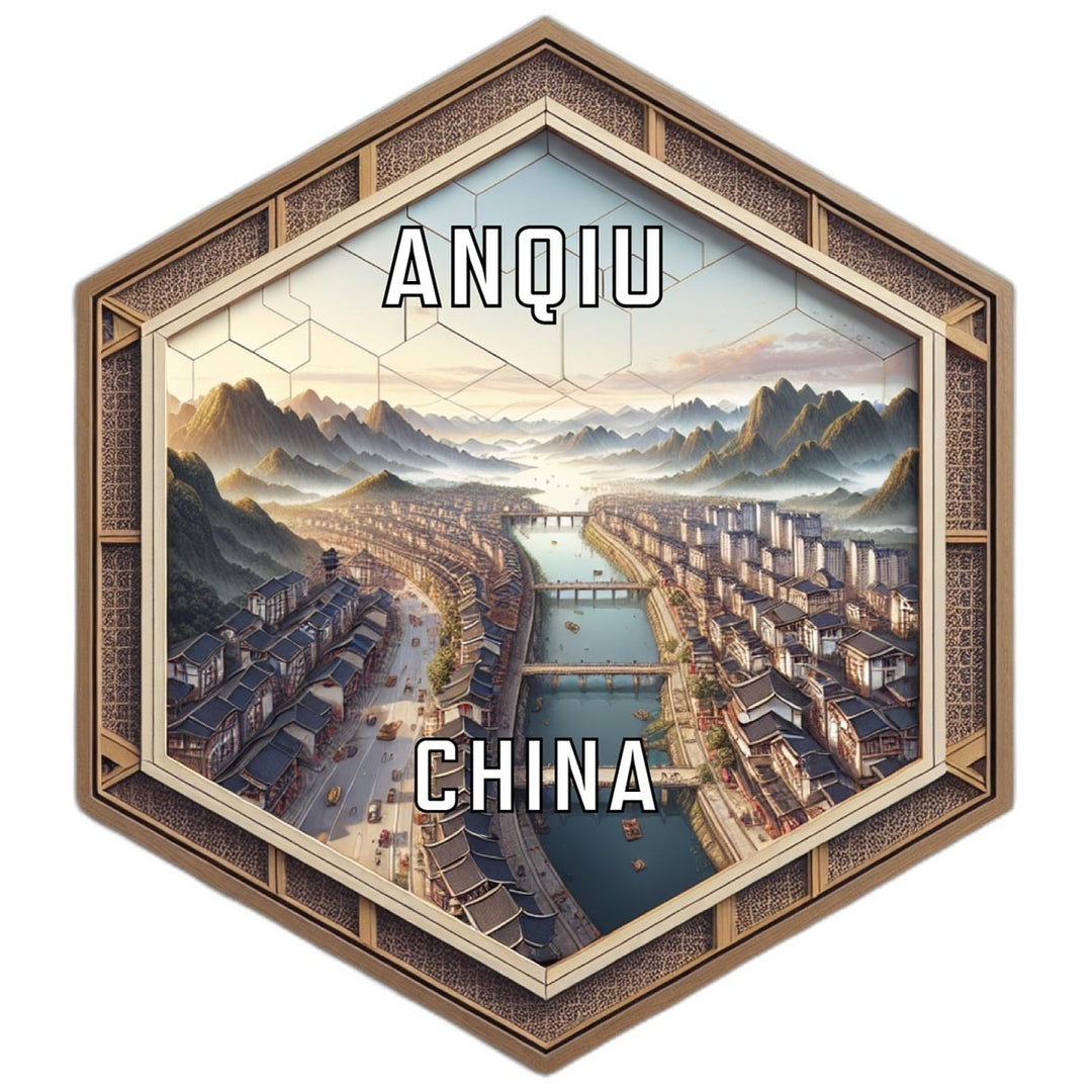 Anqiu China Travel Destination Souvenir Vinyl Decal Sticker Image 1