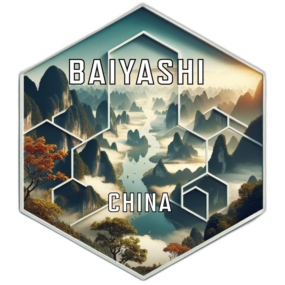 Baiyashi China Travel Destination Souvenir Vinyl Decal Sticker Image 1