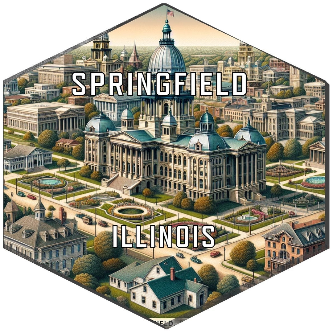 Springfield Illinois Souvenir Travel Destination Die Cut Hexagon Fridge Magnet Image 1