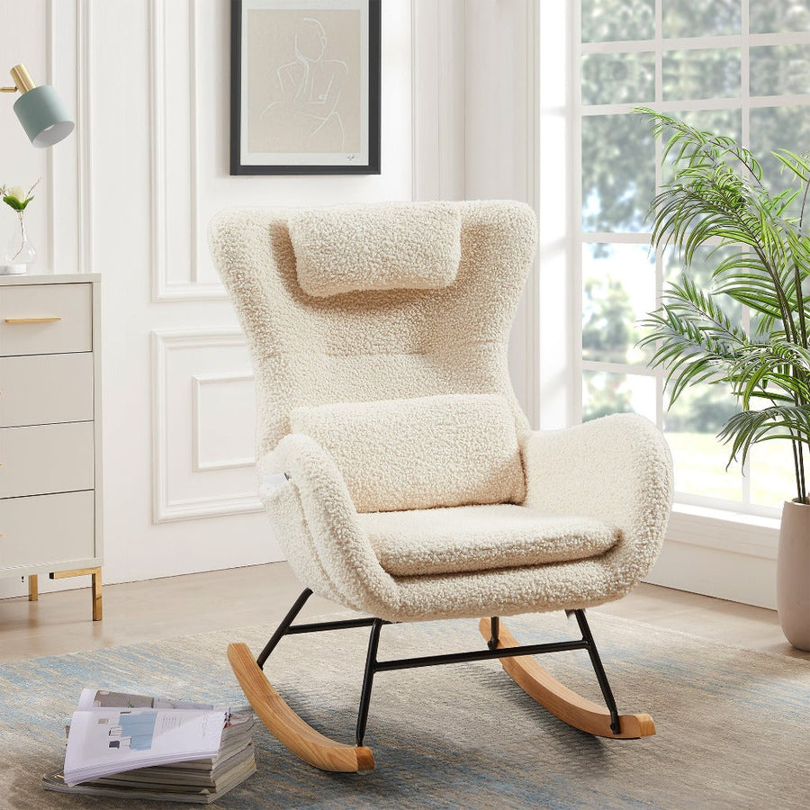 Modern High Backrest Rocking Chair for Nursery Comfortable and Stylish Baby Rocker Furniture Image 1